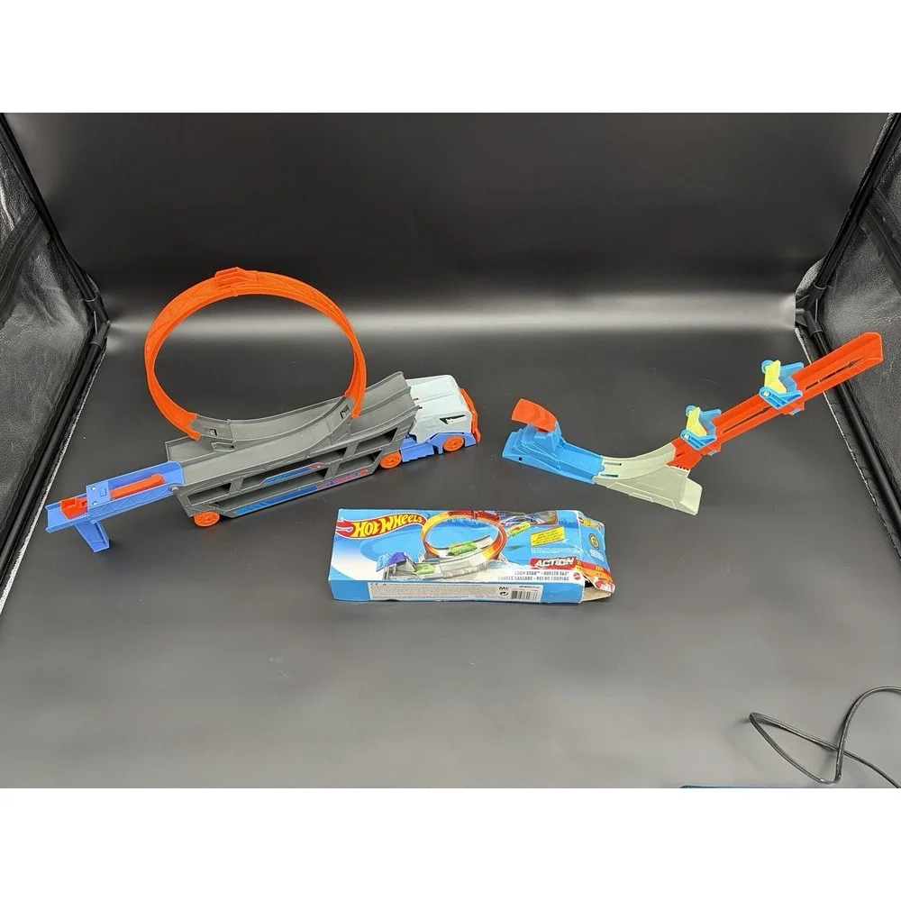Hot Wheels 3 Complete Track Sets Loop Star Transporter Launcher Jump Set Lot